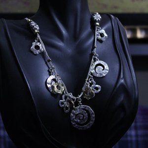 NWT Gold and Silver Swirl Necklace and Earring Set